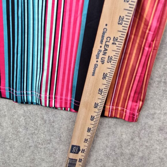 Rainbow Stripe Wide-Leg Pants Polyester/Spandex Multicolor Size 5XL High-Waist - Picture 6 of 6